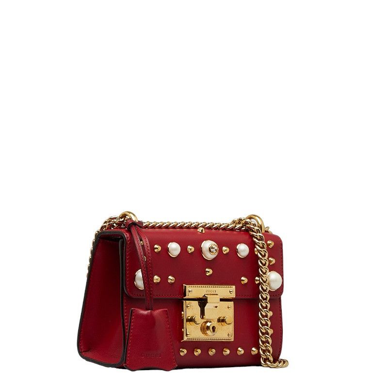 Gucci Gucci Gucci Leather Padlock Studs Faux Pearl Chain Shoulder Bag 432182 Leather Shoulder Bag 432182 in Very Good Condition Size ONE SIZE - 2 Thumbnail