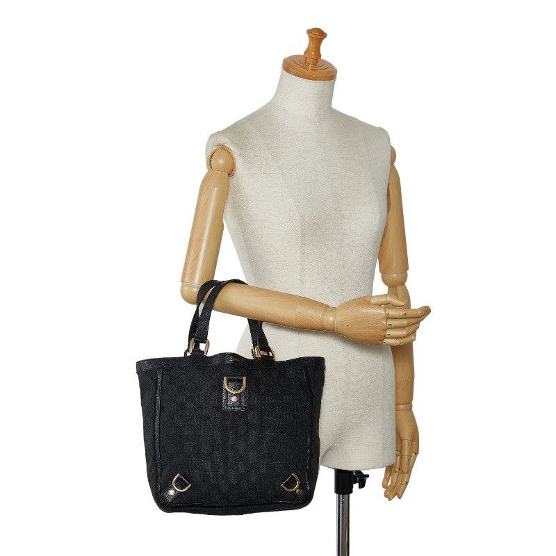 Gucci Gucci Gucci GG Canvas Abby Handbag 130739 Black Leather Canvas Handbag 130739 in Good Condition Size ONE SIZE - 12 Thumbnail