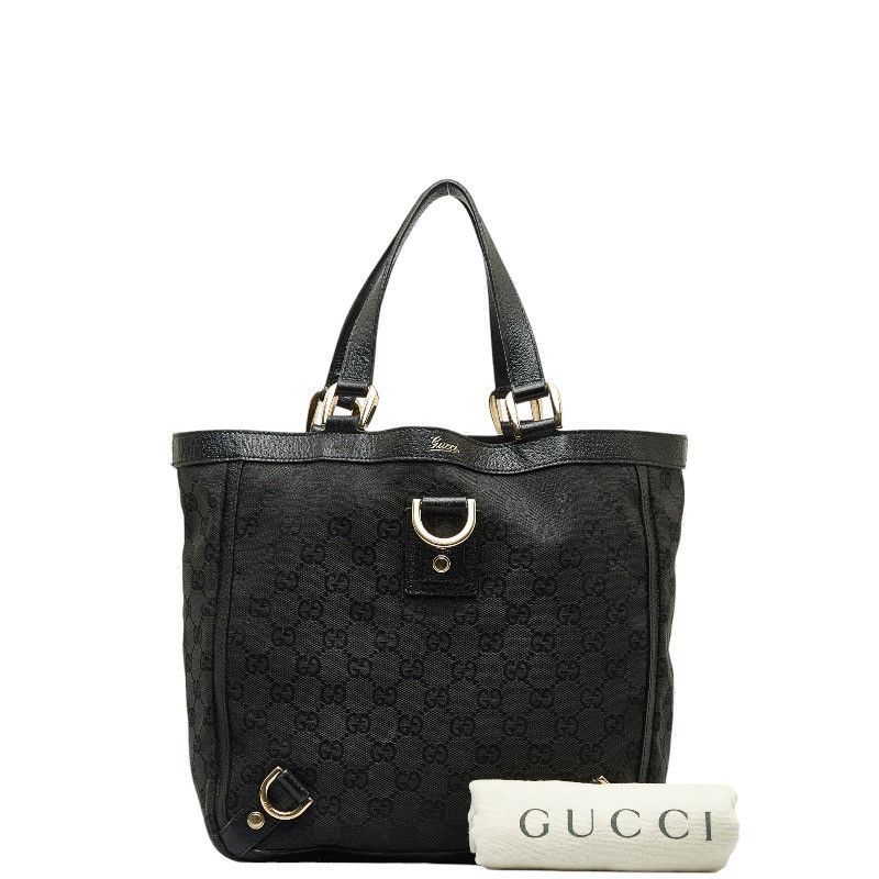 Gucci Gucci Gucci GG Canvas Abby Handbag 130739 Black Leather Canvas Handbag 130739 in Good Condition Size ONE SIZE - 11 Thumbnail