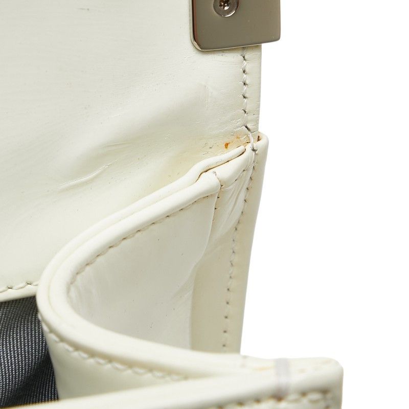 Chanel Chanel Chanel Boy Chanel Coco Mark Chain Shoulder Bag White Enamel Leather Shoulder Bag in Good Condition Size ONE SIZE - 6 Thumbnail
