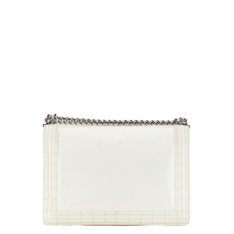 Chanel Chanel Chanel Boy Chanel Coco Mark Chain Shoulder Bag White Enamel Leather Shoulder Bag in Good Condition Size ONE SIZE - 4 Thumbnail