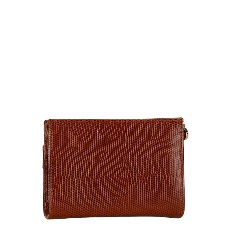Salvatore Ferragamo Salvatore Ferragamo Salvatore Ferragamo Leather Vara Ribbon Embossed Pouch Leather Vanity Bag in Very Good Condition Size ONE SIZE - 3 Thumbnail
