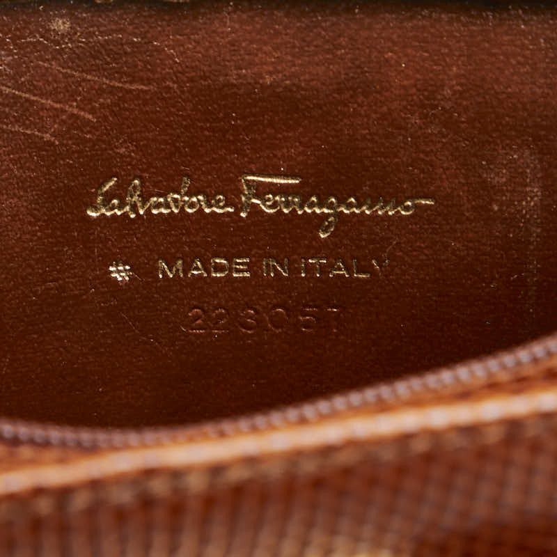 Salvatore Ferragamo Salvatore Ferragamo Salvatore Ferragamo Leather Vara Ribbon Embossed Pouch Leather Vanity Bag in Very Good Condition Size ONE SIZE - 8 Thumbnail