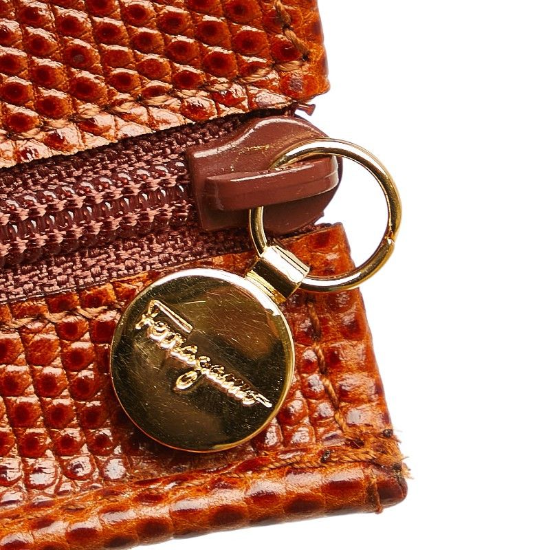 Salvatore Ferragamo Salvatore Ferragamo Salvatore Ferragamo Leather Vara Ribbon Embossed Pouch Leather Vanity Bag in Very Good Condition Size ONE SIZE - 6 Thumbnail