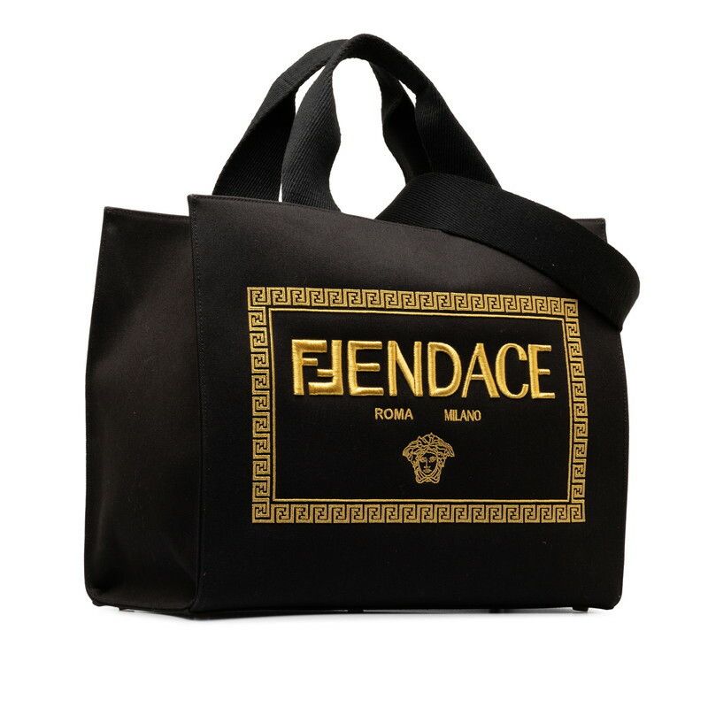 Fendi Fendi Fendi Fendace La Medusa 2WAY Tote Bag 8BH395 Black Canvas Canvas Tote Bag 8BH395 in Great Condition Size ONE SIZE - 3 Thumbnail