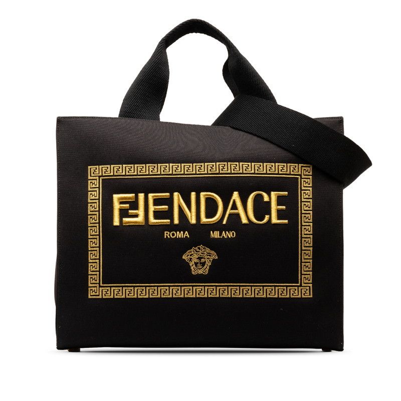 Fendi Fendi Fendi Fendace La Medusa 2WAY Tote Bag 8BH395 Black Canvas Canvas Tote Bag 8BH395 in Great Condition Size ONE SIZE - 2 Thumbnail