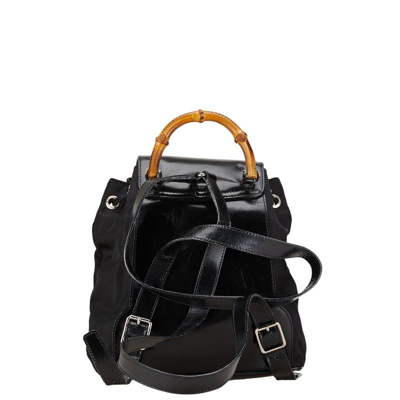 Gucci Gucci Gucci Bamboo Nylon Leather Backpack 00320580030 Canvas Backpack 00320580030 in Very Good Condition Size ONE SIZE - 3 Thumbnail