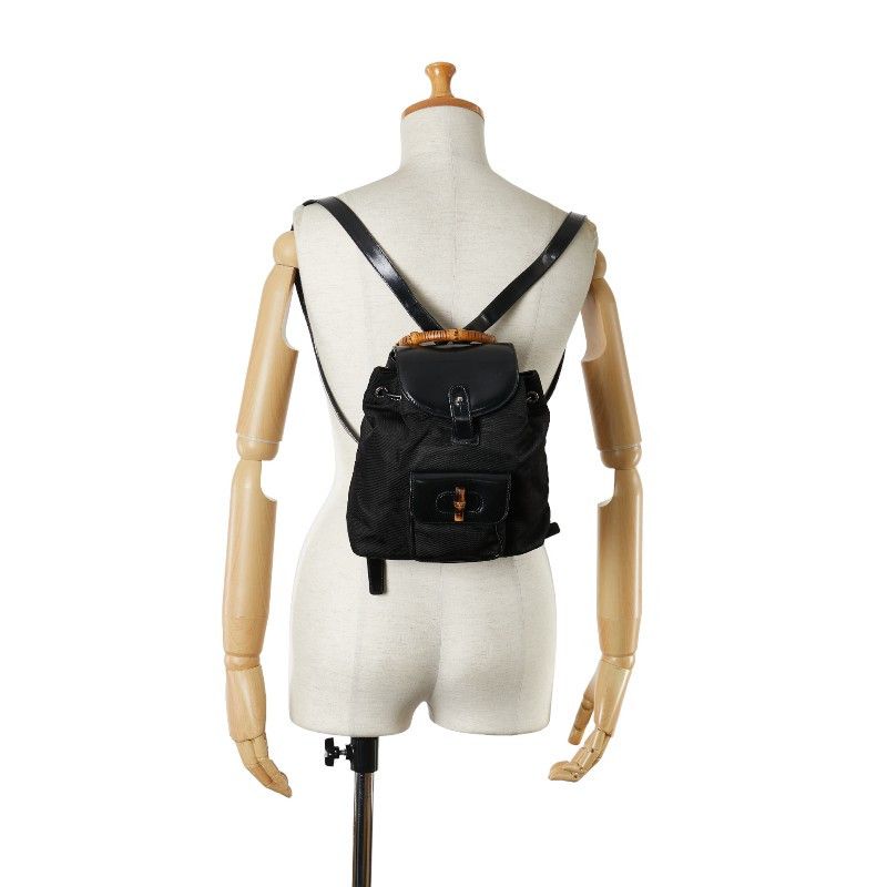 Gucci Gucci Gucci Bamboo Nylon Leather Backpack 00320580030 Canvas Backpack 00320580030 in Very Good Condition Size ONE SIZE - 9 Thumbnail
