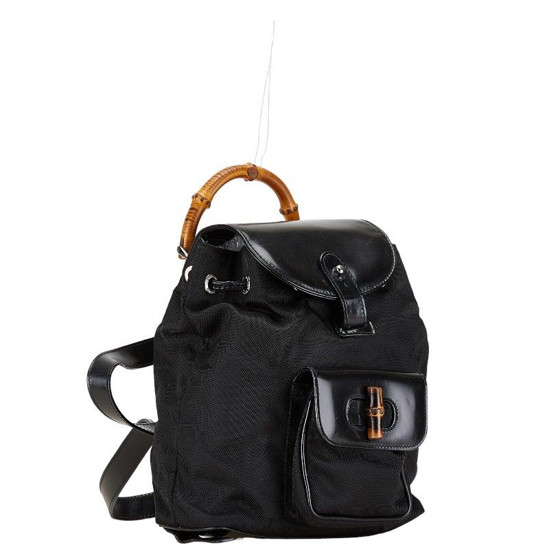 Gucci Gucci Gucci Bamboo Nylon Leather Backpack 00320580030 Canvas Backpack 00320580030 in Very Good Condition Size ONE SIZE - 2 Thumbnail