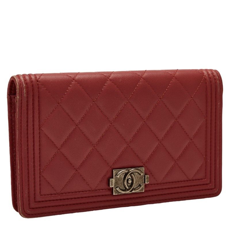 Chanel Chanel CHANEL Boy Chanel Leather Long Wallet Burgundy 16 series Leather Long Wallet Size ONE SIZE - 2 Thumbnail