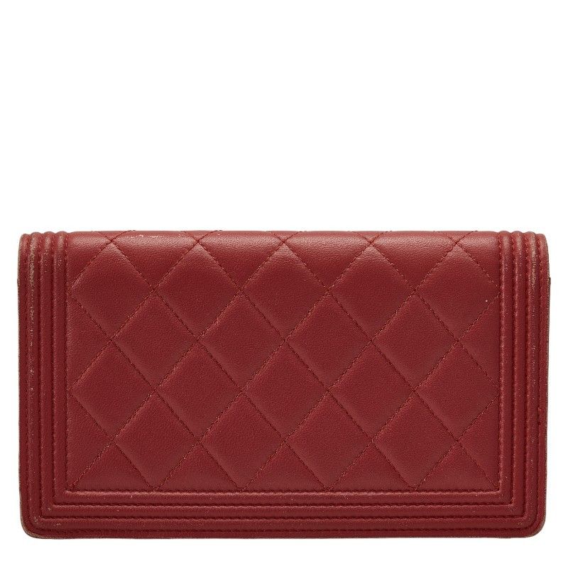 Chanel Chanel CHANEL Boy Chanel Leather Long Wallet Burgundy 16 series Leather Long Wallet Size ONE SIZE - 3 Thumbnail