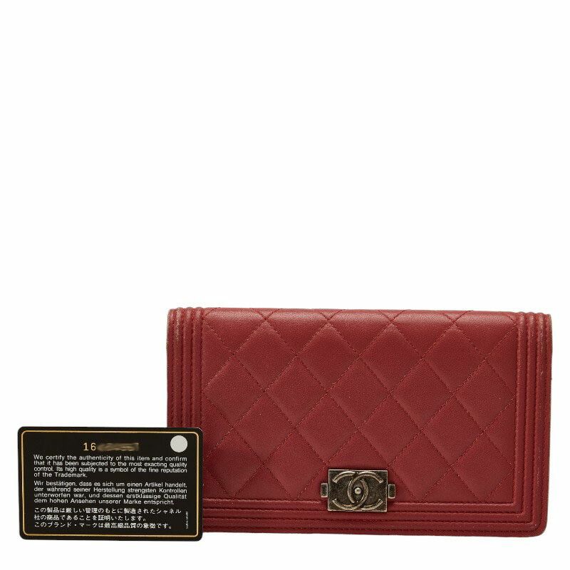 Chanel Chanel CHANEL Boy Chanel Leather Long Wallet Burgundy 16 series Leather Long Wallet Size ONE SIZE - 13 Thumbnail