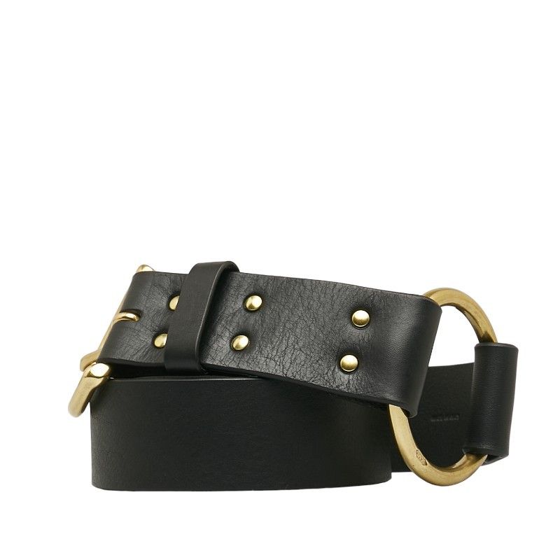 Other Other J&M Davidson Leather Ring Belt 32/80 Black Gold Leather Belt in Very Good Condition Size ONE SIZE - 2 Thumbnail