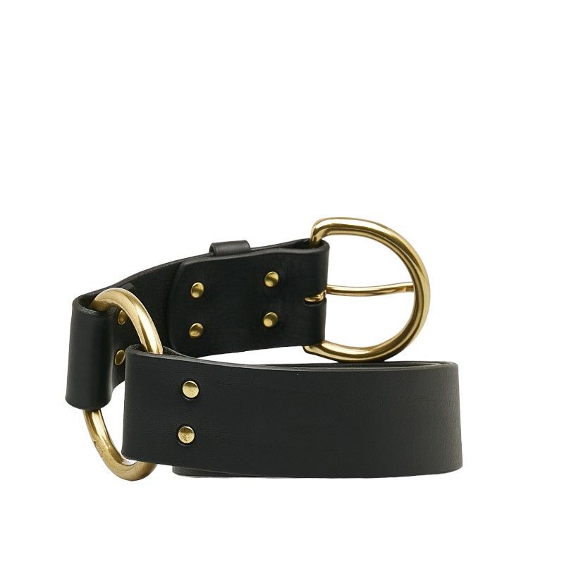 Other Other J&M Davidson Leather Ring Belt 32/80 Black Gold Leather Belt in Very Good Condition Size ONE SIZE - 3 Thumbnail