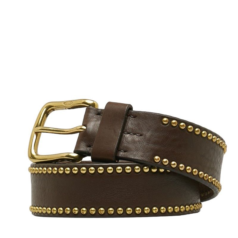 Other Other J&M Davidson Studded Leather Belt Brown Gold Leather Belt in Very Good Condition Size ONE SIZE - 2 Thumbnail