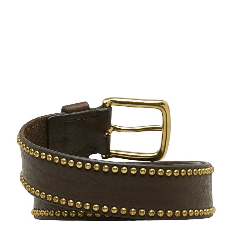 Other Other J&M Davidson Studded Leather Belt Brown Gold Leather Belt in Very Good Condition Size ONE SIZE - 3 Thumbnail