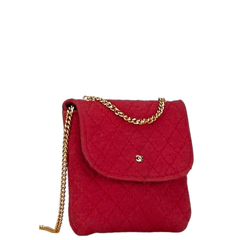 Chanel Chanel Chanel Cotton Coco Mark Shoulder Bag Pink Gold Cotton Shoulder Bag in Good Condition Size ONE SIZE - 2 Thumbnail