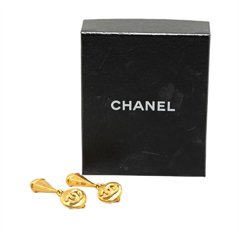 Chanel Chanel Chanel Vintage Coco Mark Earrings Gold Plated Metal Earrings 96P in Great Condition Size ONE SIZE - 4 Thumbnail