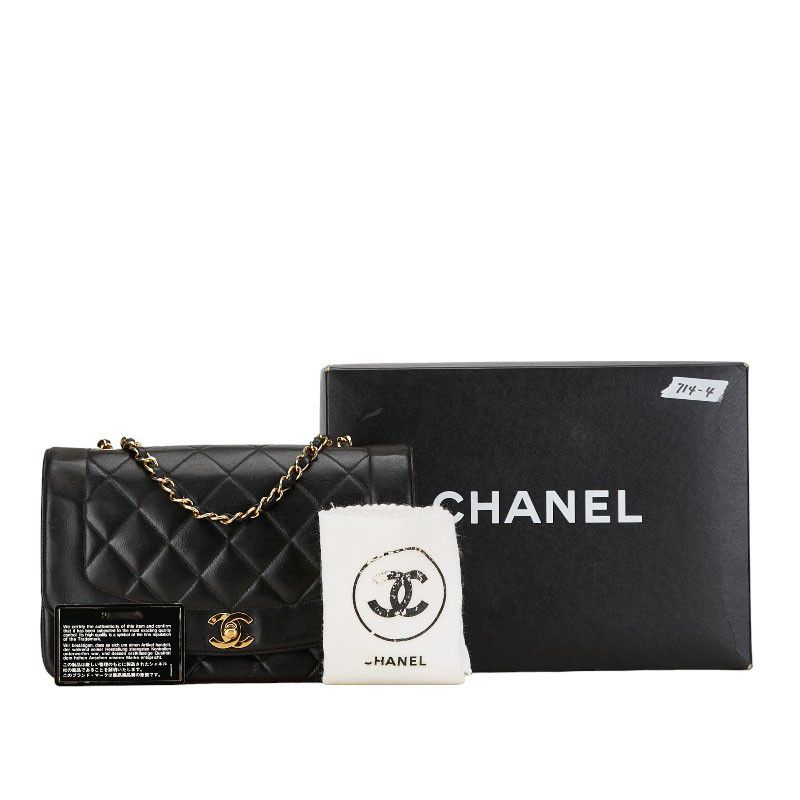 Chanel Chanel Chanel Diana 25 Chain Shoulder Bag Black Lambskin Leather Shoulder Bag in Very Good Condition Size ONE SIZE - 12 Thumbnail