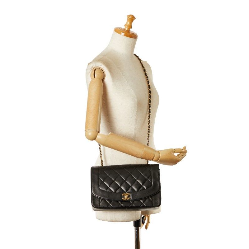 Chanel Chanel Chanel Diana 25 Chain Shoulder Bag Black Lambskin Leather Shoulder Bag in Very Good Condition Size ONE SIZE - 13 Thumbnail