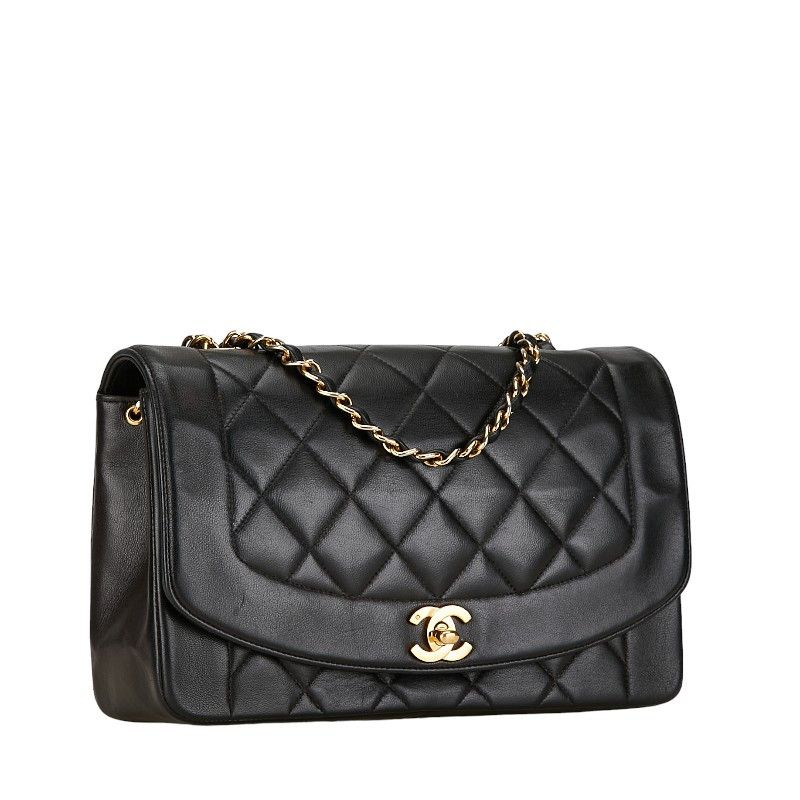 Chanel Chanel Chanel Diana 25 Chain Shoulder Bag Black Lambskin Leather Shoulder Bag in Very Good Condition Size ONE SIZE - 2 Thumbnail