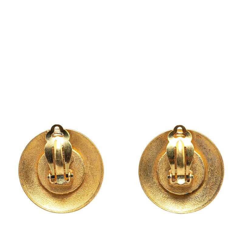 Chanel Chanel Chanel Vintage Coco Mark Button Motif Clip-On Earrings Gold Metal Earrings 94P in Very Good Condition Size ONE SIZE - 2 Thumbnail