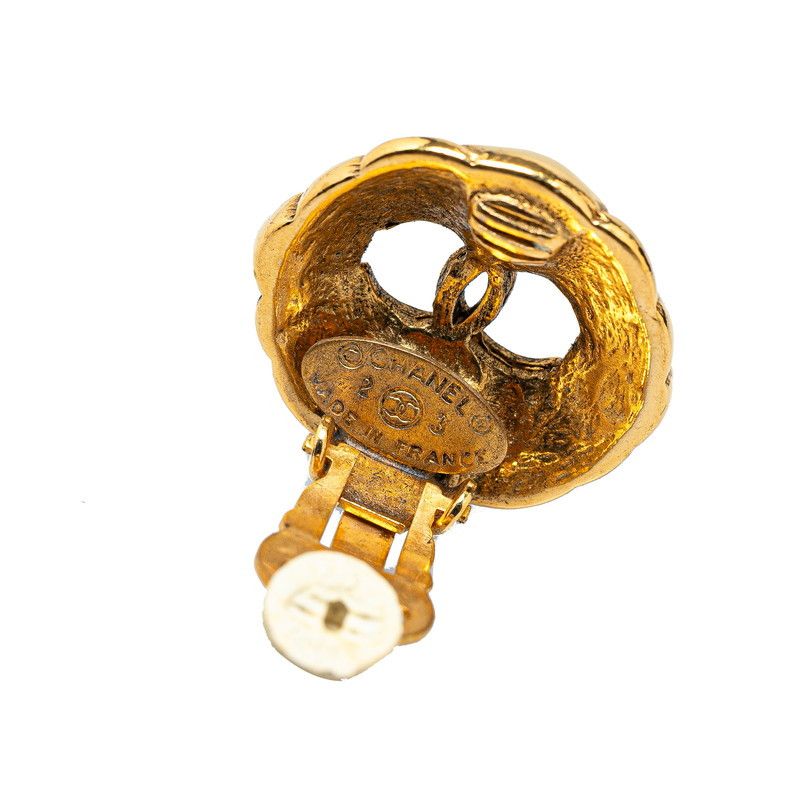 Chanel Chanel Chanel Vintage Matelasse Coco Mark Earrings Gold Plated Metal Earrings in Great Condition Size ONE SIZE - 4 Thumbnail