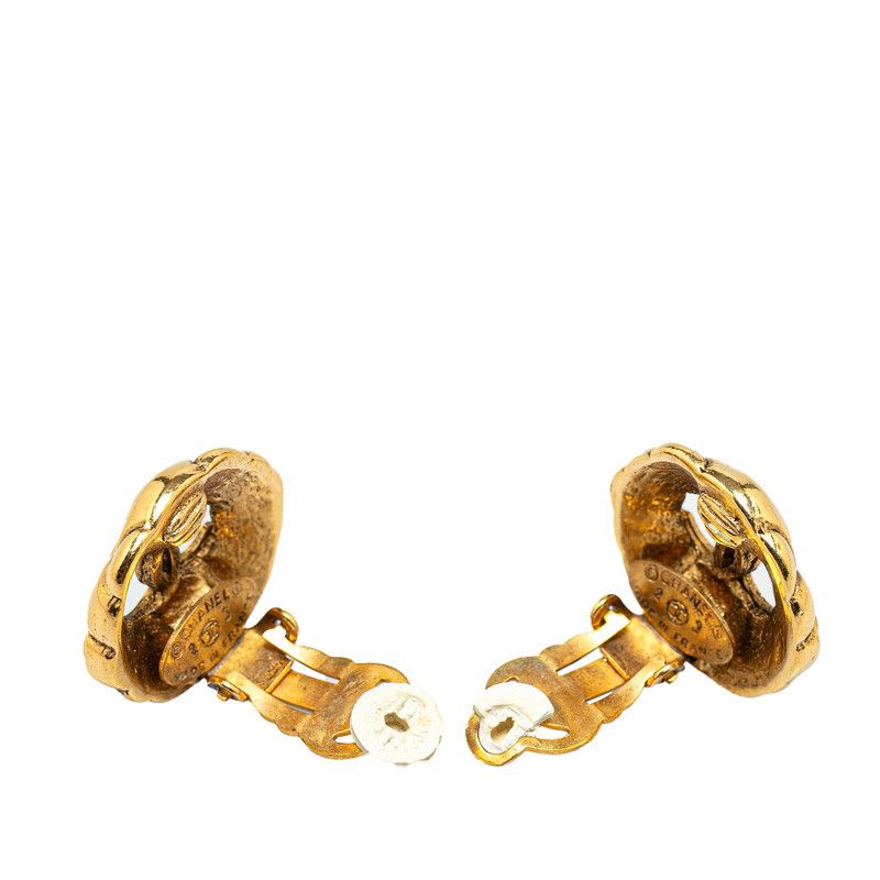 Chanel Chanel Chanel Vintage Matelasse Coco Mark Earrings Gold Plated Metal Earrings in Great Condition Size ONE SIZE - 3 Thumbnail