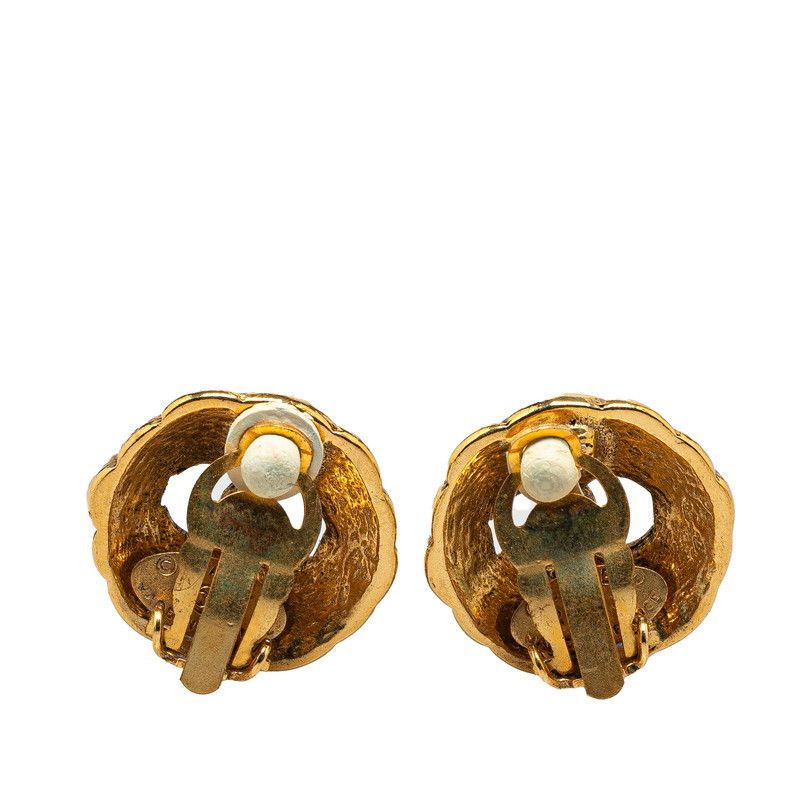 Chanel Chanel Chanel Vintage Matelasse Coco Mark Earrings Gold Plated Metal Earrings in Great Condition Size ONE SIZE - 2 Thumbnail