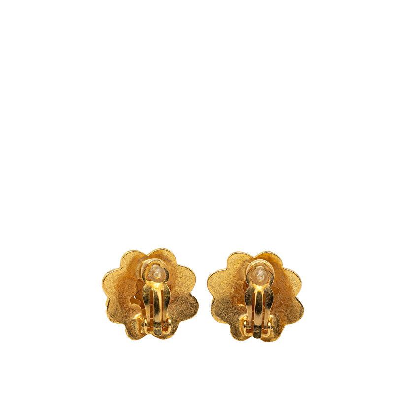 Chanel Chanel Chanel Vintage Coco Mark Flower Motif Earrings Gold Plated Metal Earrings in Great Condition Size ONE SIZE - 2 Thumbnail