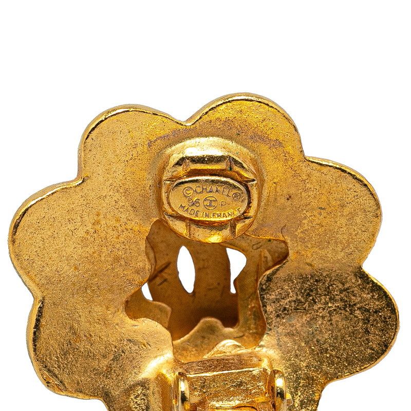 Chanel Chanel Chanel Vintage Coco Mark Flower Motif Earrings Gold Plated Metal Earrings in Great Condition Size ONE SIZE - 3 Thumbnail
