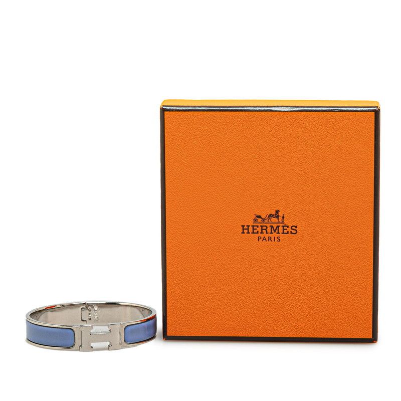 Hermes Hermes Hermes Click Clack H PM Bangle Purple Silver Metal Metal Bangle in Very Good Condition Size ONE SIZE - 6 Thumbnail