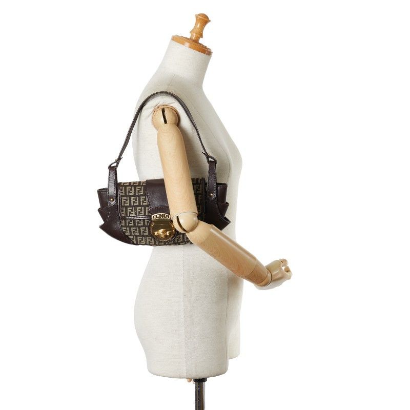 Fendi Fendi Fendi Zucchino Canvas Leather One Shoulder Bag 8BR429 Canvas Shoulder Bag 8BR429 in Very Good Condition Size ONE SIZE - 9 Thumbnail