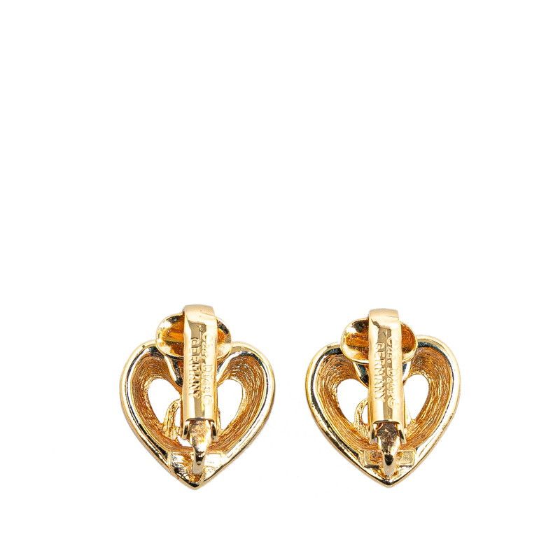Dior Dior Dior Gold Plated CD Logo Heart Rhinestone Earrings Metal Earrings in Great Condition Size ONE SIZE - 2 Thumbnail