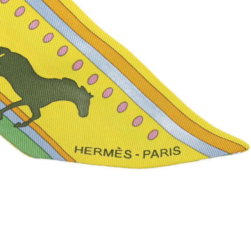 Hermes Hermes Hermes Silk Twilly SEQUENCES Horse Motif Scarf Canvas Scarf in Very Good Condition Size ONE SIZE - 3 Thumbnail