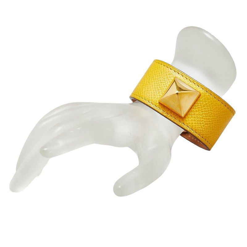 Hermes Hermes Hermes Medor Leather Gold Plated Bracelet Leather Bangle in Very Good Condition Size ONE SIZE - 5 Thumbnail
