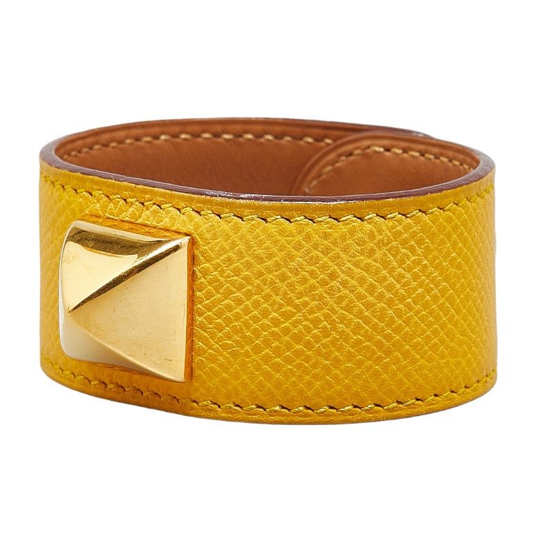 Hermes Hermes Hermes Medor Leather Gold Plated Bracelet Leather Bangle in Very Good Condition Size ONE SIZE - 2 Thumbnail