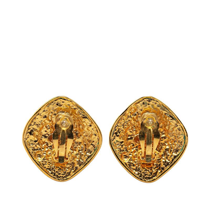 Chanel Chanel Chanel Coco Mark Rhombus Earrings Gold Plated Metal Earrings in Very Good Condition Size ONE SIZE - 2 Thumbnail