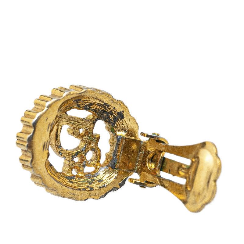 Dior Dior Dior Rhinestone Circle Clip-On Earrings Gold Metal Earrings in Very Good Condition Size ONE SIZE - 3 Thumbnail