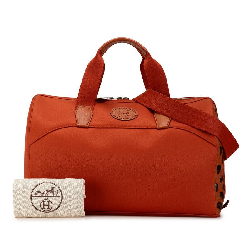 Hermes Hermes Hermes Pet Dog Carrier Bag Orange Toile Chevron Canvas Pet Bag in Very Good Condition Size ONE SIZE - 6 Thumbnail