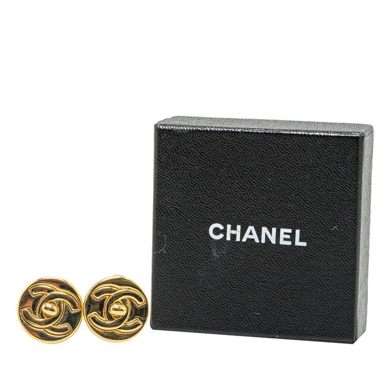 Chanel Chanel Chanel Vintage Coco Mark Turnlock Earrings Gold Plated Metal Earrings in Excellent Condition Size ONE SIZE - 4 Thumbnail