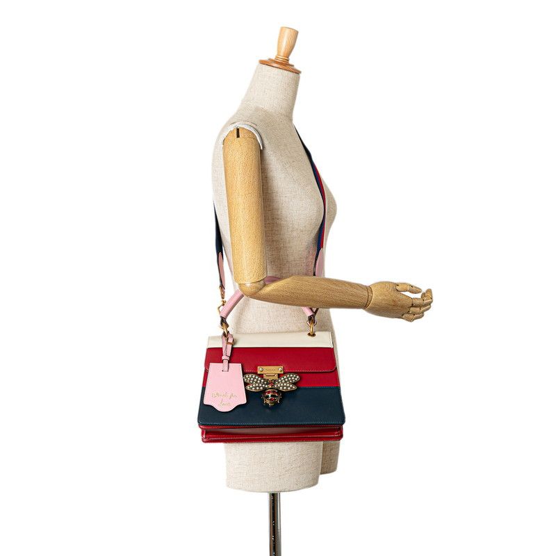 Gucci Gucci Gucci Queen Margaret Bee Tricolor Leather 2WAY Handbag Shoulder Bag Leather Handbag 476541 in Great Condition Size ONE SIZE - 8 Thumbnail