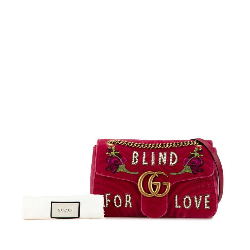 Gucci Gucci Gucci GG Marmont Blind for Love Embroidered Velvet Leather Chain Shoulder Bag 443496 Canvas Shoulder Bag 443496 in Great Condition Size ONE SIZE - 7 Thumbnail
