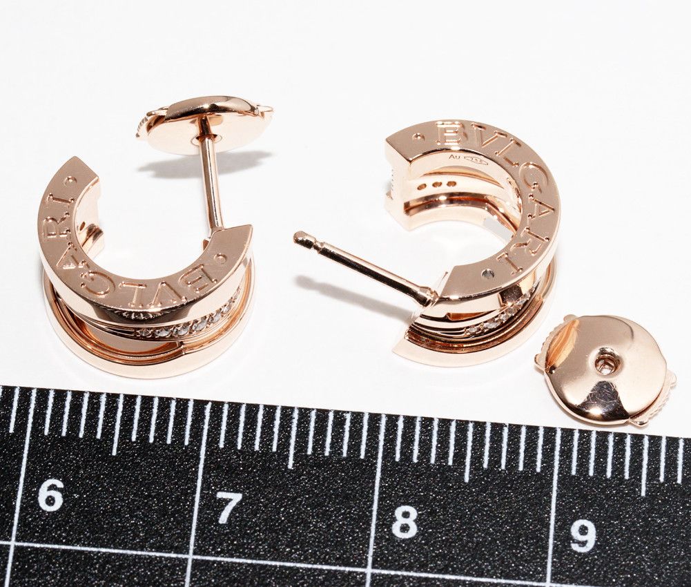 Bvlgari Bvlgari Bvlgari K18PG Diamond Hoop Earrings 356131 Metal Earrings 356131 in Great Condition Size ONE SIZE - 4 Thumbnail