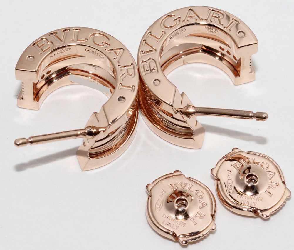 Bvlgari Bvlgari Bvlgari K18PG Diamond Hoop Earrings 356131 Metal Earrings 356131 in Great Condition Size ONE SIZE - 5 Thumbnail