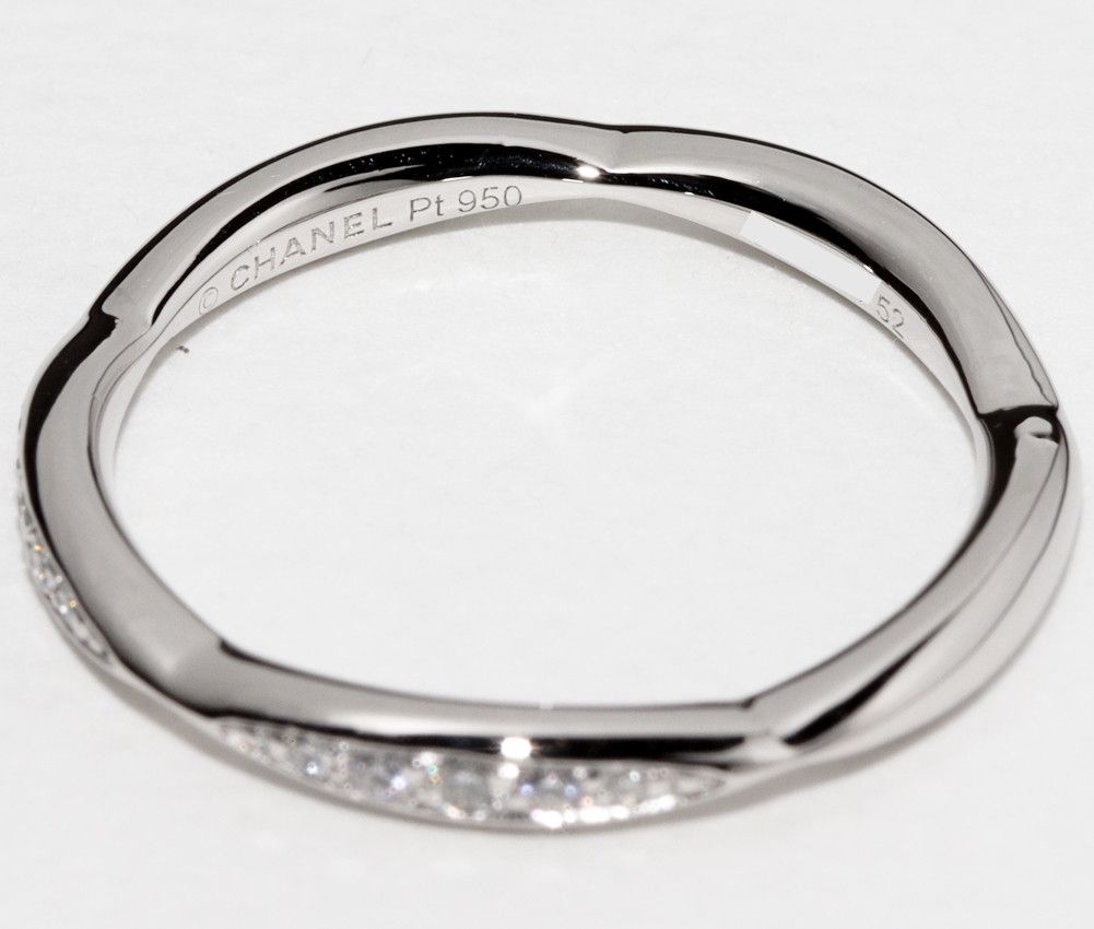 Chanel Chanel Chanel Pt950 Diamond Camellia Collection Half Eternity Ring Metal Ring J10835 in Great Condition Size ONE SIZE - 4 Thumbnail