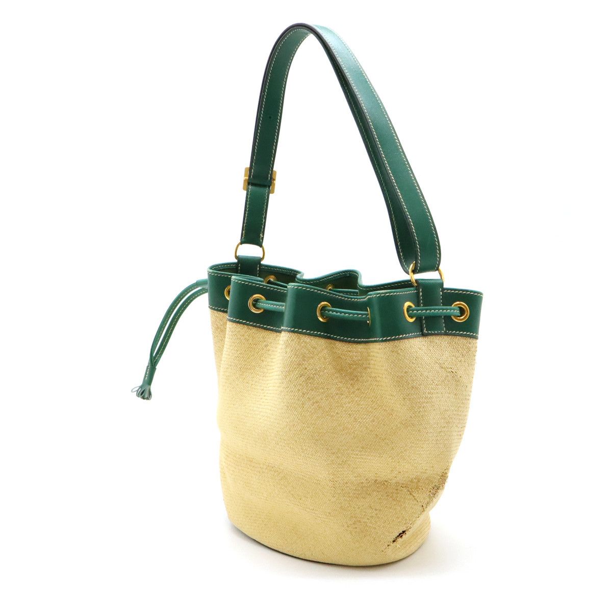 Hermes Hermes Hermes Raffia/Leather Market Shoulder Bag Natural Material Shoulder Bag in Good Condition Size ONE SIZE - 2 Thumbnail