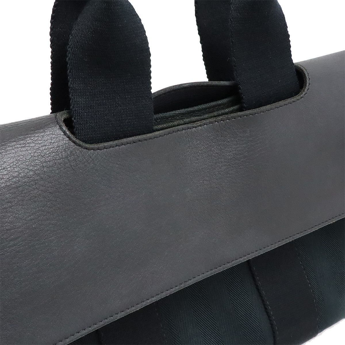 Hermes Hermes Hermes Valparaiso PM Tote Bag Toile Chevron Leather Black Canvas Tote Bag in Good Condition Size ONE SIZE - 6 Thumbnail