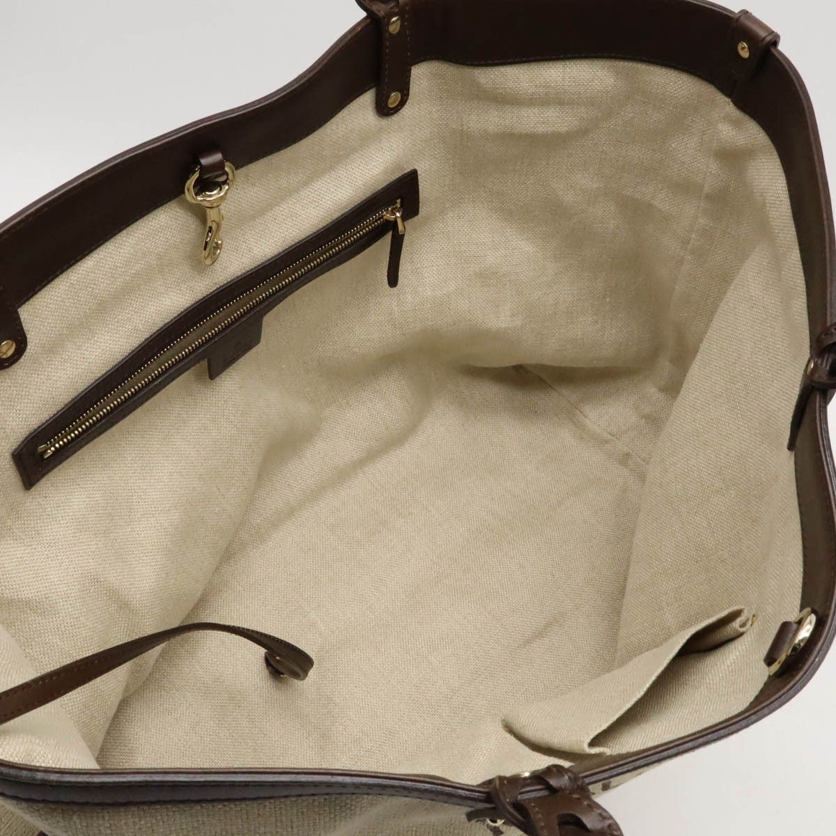 Gucci Gucci Gucci Linen/Leather GUCCI CRAFT Tote Bag 247207 Canvas Tote Bag 247207 in Very Good Condition Size ONE SIZE - 5 Thumbnail