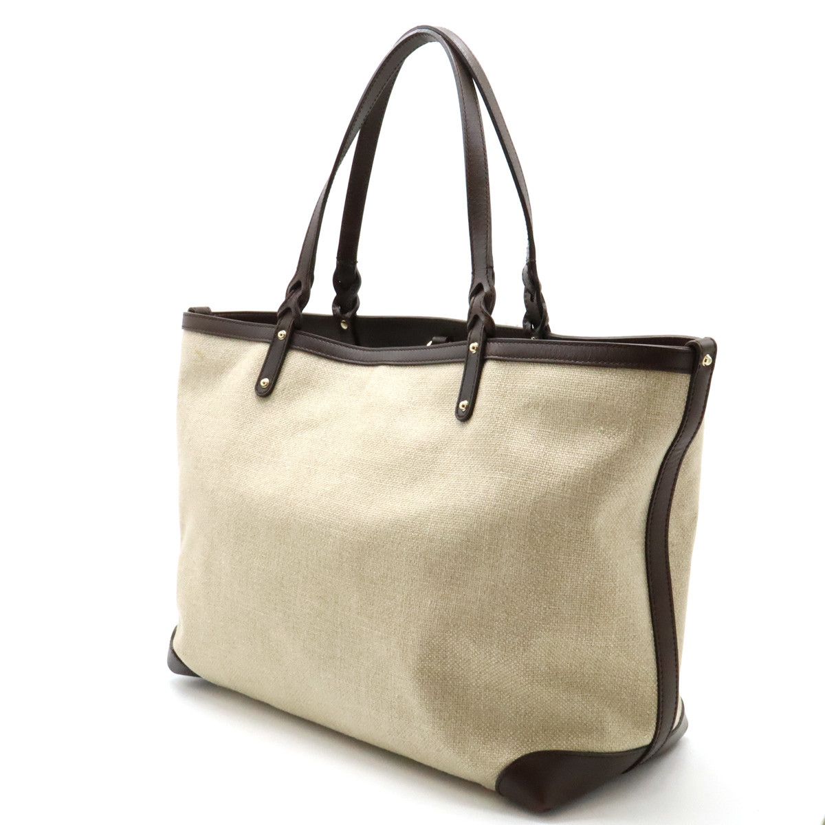 Gucci Gucci Gucci Linen/Leather GUCCI CRAFT Tote Bag 247207 Canvas Tote Bag 247207 in Very Good Condition Size ONE SIZE - 2 Thumbnail